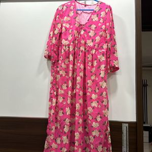 Floral A Line Nyra Cut Georgette Pink Kurta