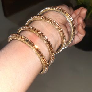 Diamond Gold-plated Bangle Set (Pack of 4)