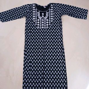 Black Kurta With White Prints