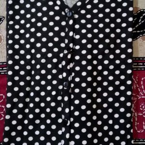 Polka Dot Black  Short Nightdress