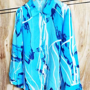 Blue Colour Printed Shirt Size-44