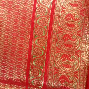 Beautiful Red And Golden Saree