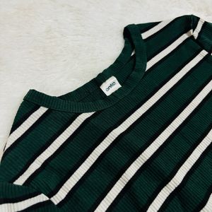 Green Full Sleeve Stripped Top