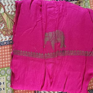 Chanderi Print Pink Long Skirt