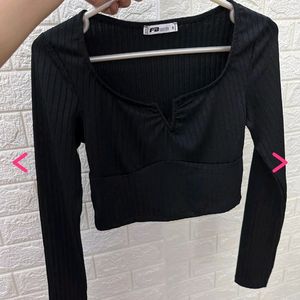 Wired V Black Crop Top