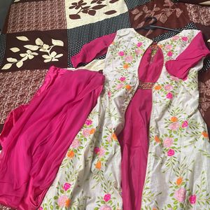 Beautiful Floral Pink Long Dress Set