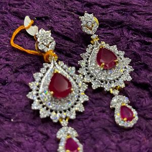 Silver Ruby Long Earrings