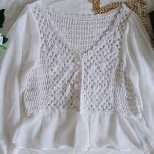 Korean Chiffon Crochet Top