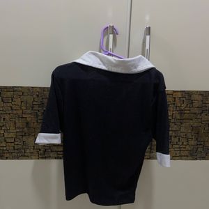 STREET STYLE STORE crop Top Black White Collared