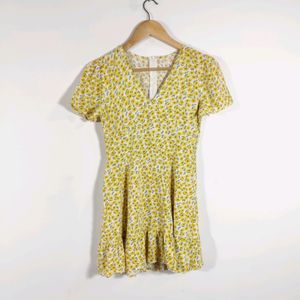 Yellow Printed Casual Dress (Women)