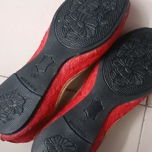 Brand New Red Juttis, with embroidery design