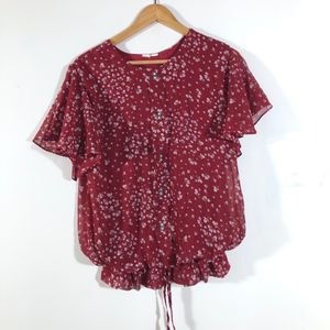 Dark Red Printed Top(Women’s)