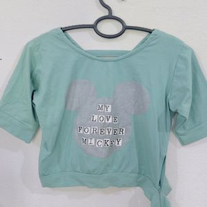 Mint Green Mickey Love Crop Top