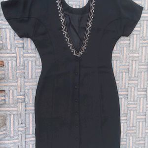 Very Deep V Neck Black Dress