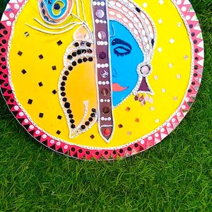 Lippan Art Mirror Wall Decor Handmade - Kanha Ji