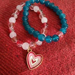 Heart Charm Beaded Bracelet Combo