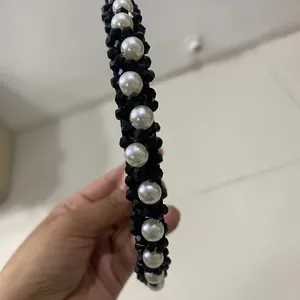 Beautiful Black Hairband With Pearl Work