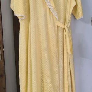 Japanese Kimono Style Yellow Lacy Gown