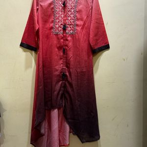 Neerus Coral & Brown Colour Kurta Size L