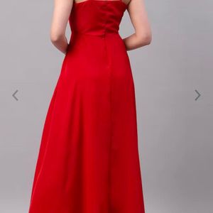 Red Silk (XL) Maxi Dress.