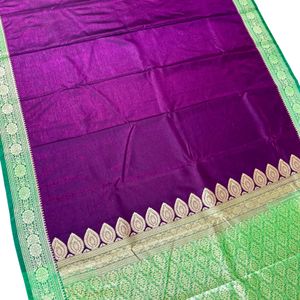 Banarsi Satin Silk Plane Saree For Women