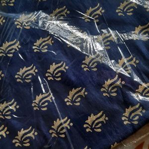 Unstitched Silk Suit Peice With Block Print