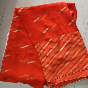 Orange Synthetic Saree