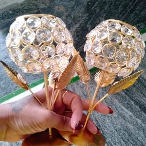 Combo crystal Stand Diya 2 Pcs.Nd 12 Piece Small