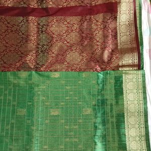 Green And maroon Saree