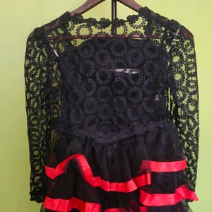 Flared Red And Black Party  DressNew With Tag