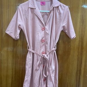 A Subtle Peach Color Collared T Shirt Dress