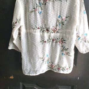 Embroidered See Through Top