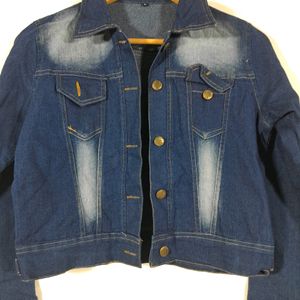 Crop Navy Denim Jacket (Women's)