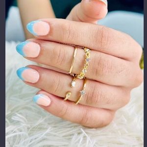 Gold Plated Contemporary Stackable Rings Set of 20