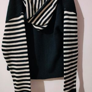 Woolen Black White Strip Jacket