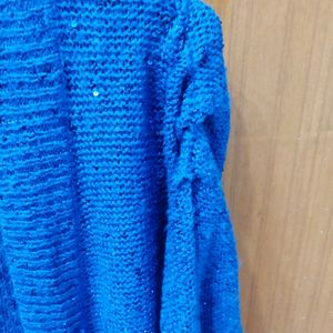 Blue Shinny Winter Shrug Sweater