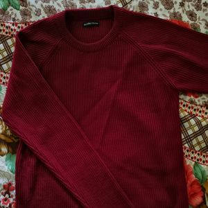 Knitted Deep Red Full Sleeve Top