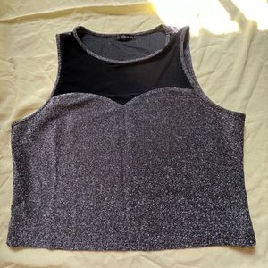 Shein Sparkly cropped top with mesh chest