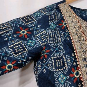 Blue Printed Kurti ( Women)