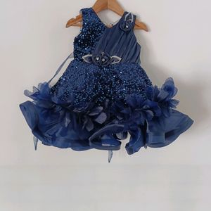 Navy Blue Sequence Fancy Frock (Girls)