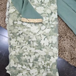 Slit Kurta Anarkali With Trousers and Dupatta