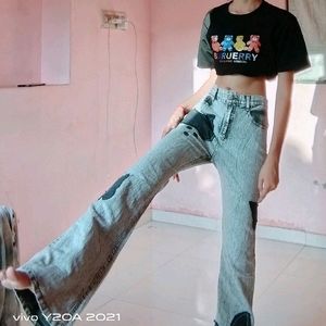 Butterfly Detailing Bootcut Jeans