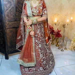 Rust orange Bridal Lehenga