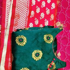 beautiful threads work suit with red duppata