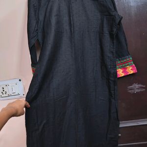 Black Cotton Kurta