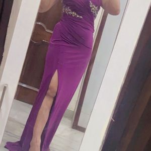 Purple Color One Shoulder Dress