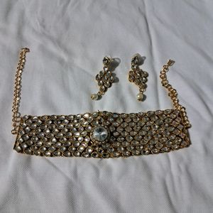 Gold Imitation Neckpiece With Earrings