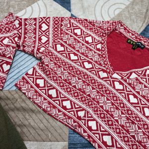 Red Crop Top With Full Sleeves