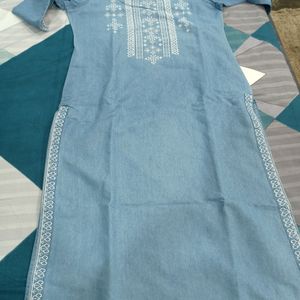 Denim Straight Kurta For Women