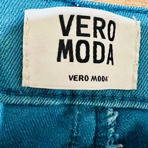 Denim Trousers:Teal Blue:Vero Moda